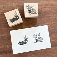 "Marle" Japanese Wooden Rubber Stamp - July Girl / Chill Time