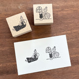 "Marle" Japanese Wooden Rubber Stamp - July Girl / Chill Time