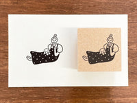 "Marle" Japanese Wooden Rubber Stamp - July Girl / Chill Time