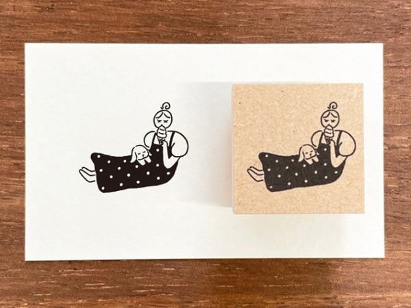 "Marle" Japanese Wooden Rubber Stamp - July Girl / Chill Time