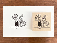 "Marle" Japanese Wooden Rubber Stamp - July Girl / Teatime