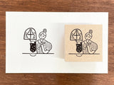 "Marle" Japanese Wooden Rubber Stamp - July Girl / Teatime