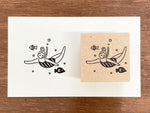 "Marle" Japanese Wooden Rubber Stamp - August Girl / In the Ocean