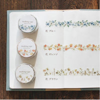 Japanese Die-Cut Washi Masking Tape / Brown Flowers