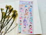 Sheet of Stickers /  Kimono Girl