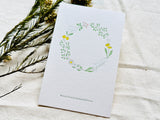 High Quality Botanical Garden Letterpress Postcard / Spring Wreath
