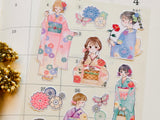 Sheet of Stickers /  Kimono Girl