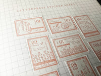Oeda Letterpress "Stamp" Sticker Sheet - Botanical Pink
