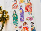 Sheet of Stickers /  Kimono Girl