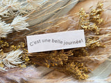 Japanese French Text Wooden Rubber Stamp / C'est une belle journée!
