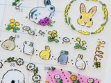 Shinako Moriyama Frost Sheet of Stickers / Rabbits & Flowers