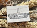 Japanese Wooden Rubber Stamp / Wire Basket