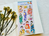Sheet of Stickers /  Kimono Girl