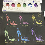 KURETAKE Gansai Tambi 6 Color Watercolor Palette -  Metallic Gem