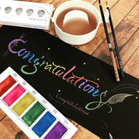 KURETAKE Gansai Tambi 6 Color Watercolor Palette -  Metallic Gem