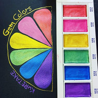 KURETAKE Gansai Tambi 6 Color Watercolor Palette -  Metallic Gem