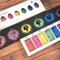KURETAKE Gansai Tambi 6 Color Watercolor Palette -  Metallic Gem