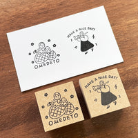 "Marle" Japanese Wooden Rubber Stamp - Have A Nice Day