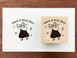 "Marle" Japanese Wooden Rubber Stamp - Have A Nice Day