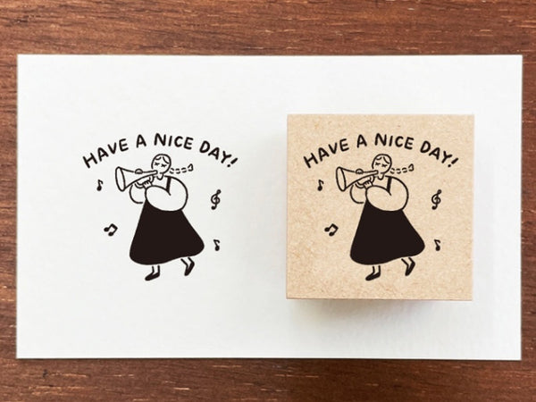 "Marle" Japanese Wooden Rubber Stamp - Have A Nice Day