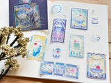 "Kissa A La Mode" Clear Flake Stickers with Foil Accents / Blue
