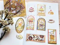 "Kissa A La Mode" Clear Flake Stickers with Foil Accents / Yellow