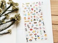"Tiny Collage" Sheet of Stickers / Cafe