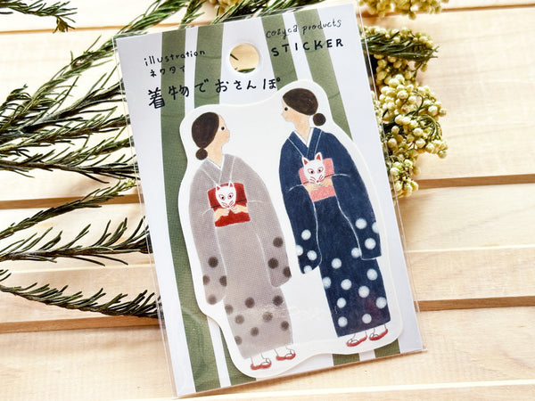 Necktie die-cut sticker / Kimono