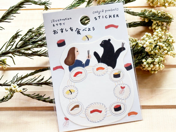 Necktie die-cut sticker / Sushi