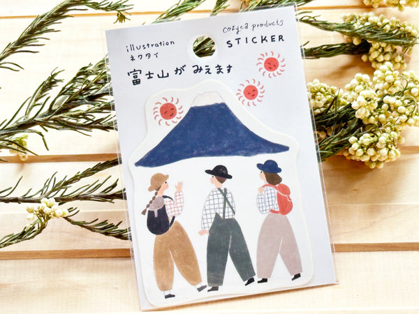 Necktie die-cut sticker / Mt. Fuji