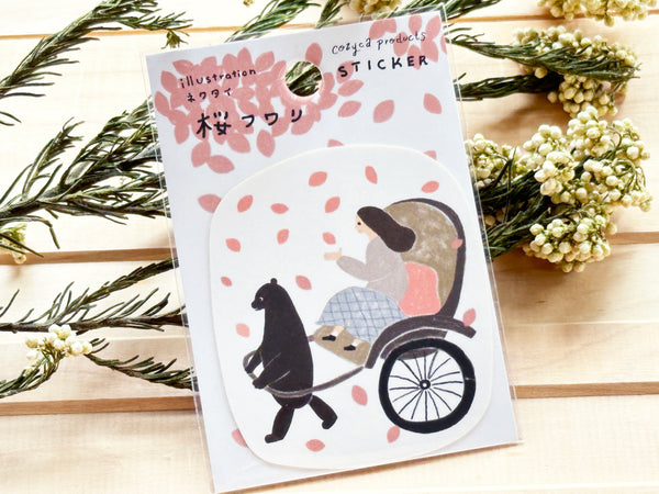 Necktie die-cut sticker / Sakura