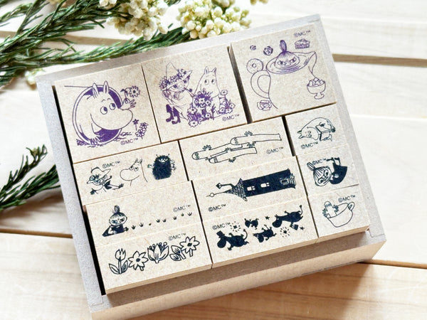 Moomin Wooden Rubber Stamp Set of 12
