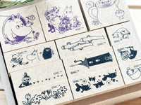 Moomin Wooden Rubber Stamp Set of 12