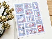Moomin 80th Anniversary Postage Sheet of Stickers / Blue