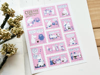Moomin 80th Anniversary Postage Sheet of Stickers / Pink