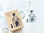 Oeda Letterpress Girl Original Stamp - Daydreaming