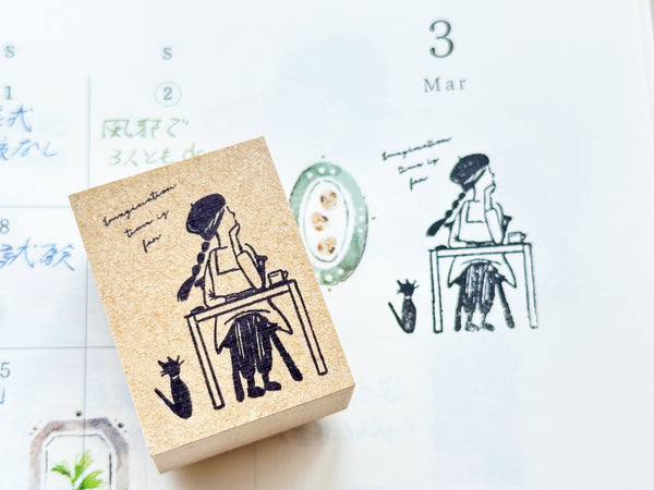 Oeda Letterpress Girl Original Stamp - Daydreaming