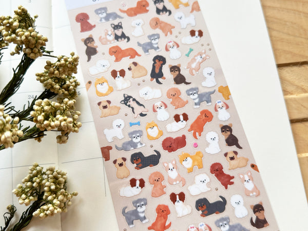 Sheet of Stickers /  Happy Puppy