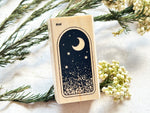 Japanese Wooden Rubber Stamp / Moon Sky