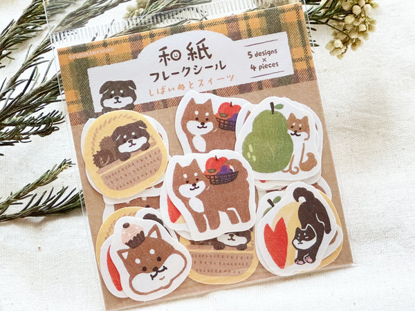 Furukawa Autumn Fun Washi Flake Stickers / Shibainu and Sweets