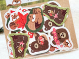 Furukawa Autumn Fun Washi Flake Stickers / Squirrel and Bear