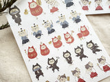 Die-cut Masking Stickers / Japanese Cat