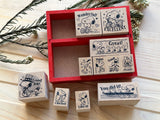 Snoopy Wooden Rubber Stamp Set of 11