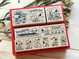 Snoopy Wooden Rubber Stamp Set of 11