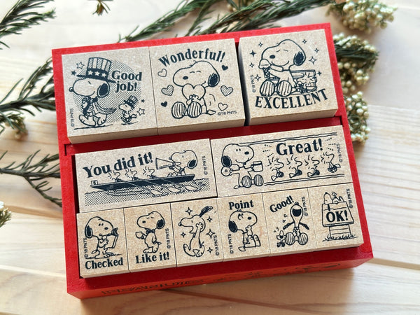 Snoopy Wooden Rubber Stamp Set of 11