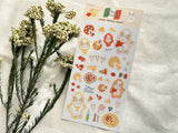 Furukawa "Viva Italia" Clear Sheet of Stickers / Pizza Cat