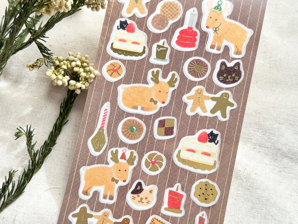 Furukawa Winter Foil Stamping Sheet of Stickers / Reindeer and Cookie