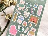 Furukawa Winter Foil Stamping Sheet of Stickers / Bear and Knitting