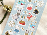 Furukawa Winter Foil Stamping Sheet of Stickers / Dog and Snow