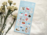 Furukawa Winter Foil Stamping Sheet of Stickers / Dog and Snow